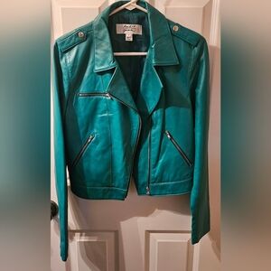 Badgley Mischka leather moto jacket